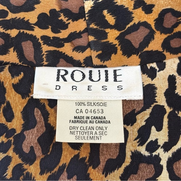 Rouie Vintage Leopard Print Silk A-Line Midi Dress Flowy Mobwife Medium - Picture 8 of 8
